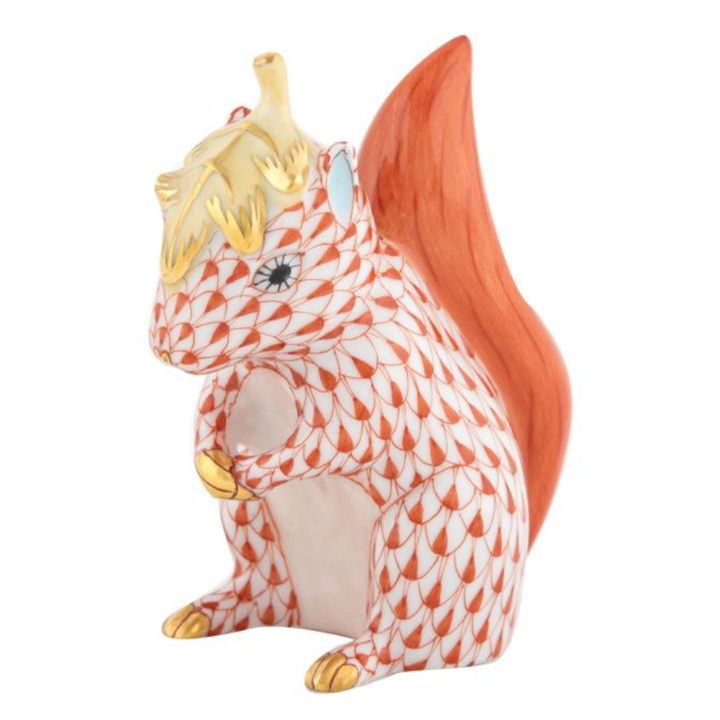 HEREND Squirrel With Leaf RUST