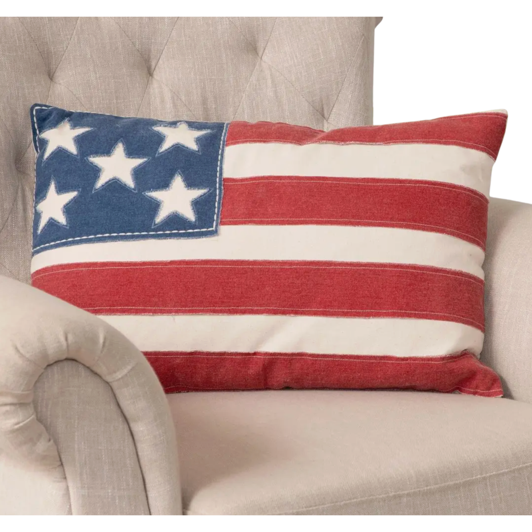 AUDREY'S HOME & GIFT Patchy American Flag Pillow Default Title