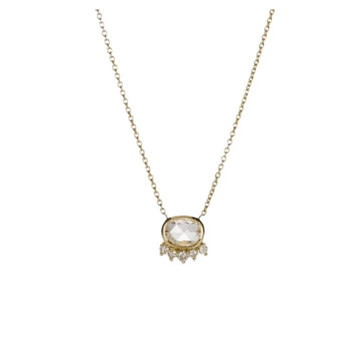 SETHI COUTURE BETHANY NECKLACE OVAL ROSE CUT DIA YG 18K .61CT