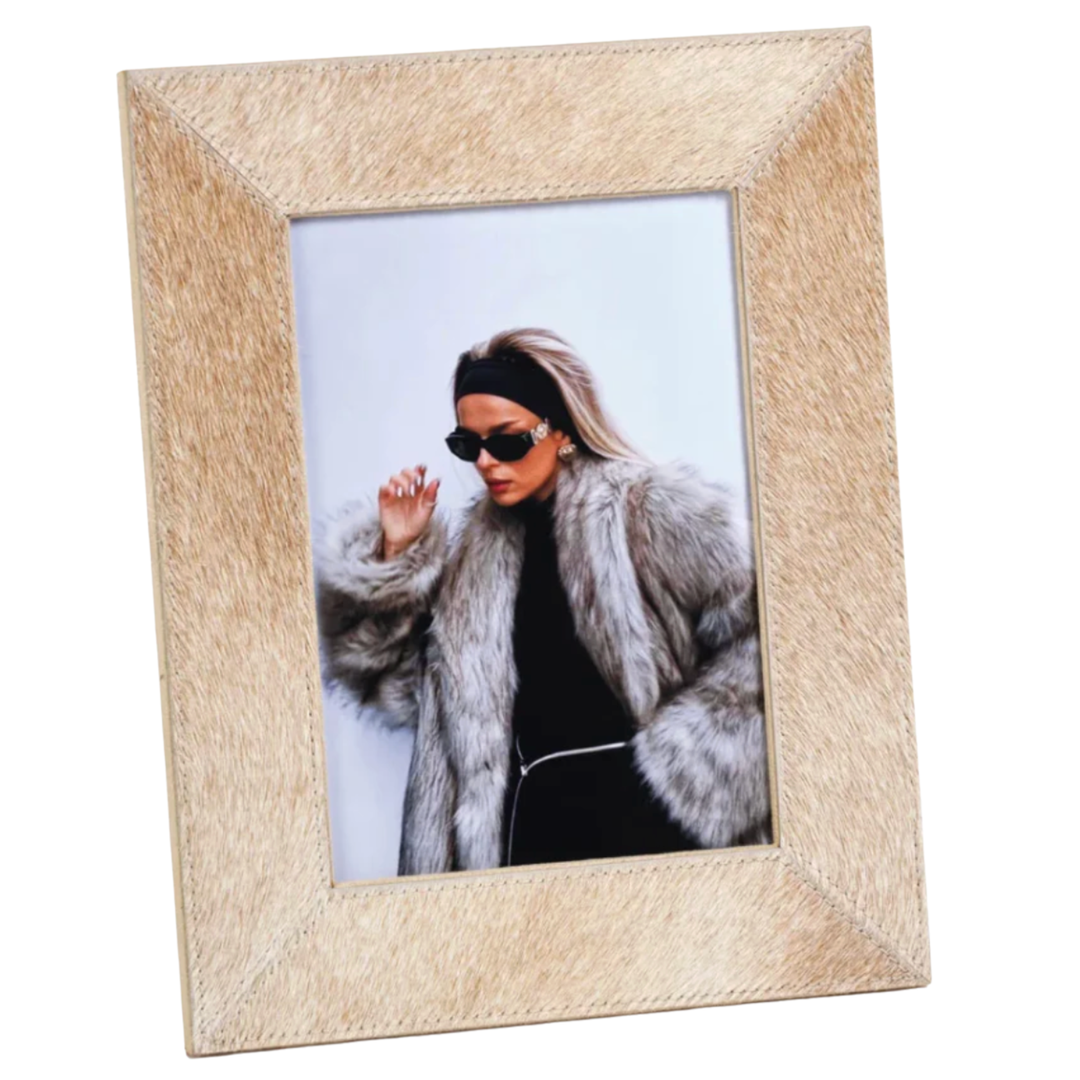 ZODAX Corviglia Hair On Hide Tan Leather Photo Frame Default Title