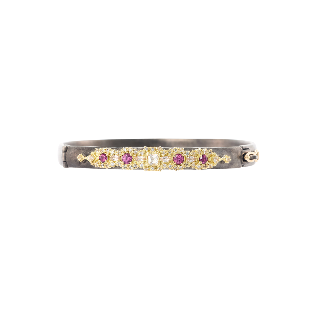 ARMENTA ARMENTA 18K YG SS MORGANITE & RHODOLITE BRACELET - MEDIUM