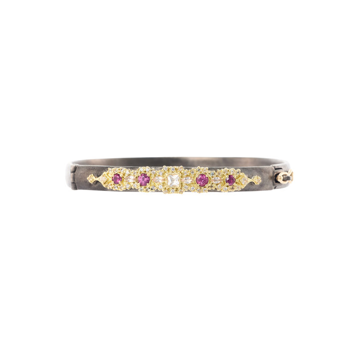ARMENTA ARMENTA 18K YG SS MORGANITE & RHODOLITE BRACELET - MEDIUM