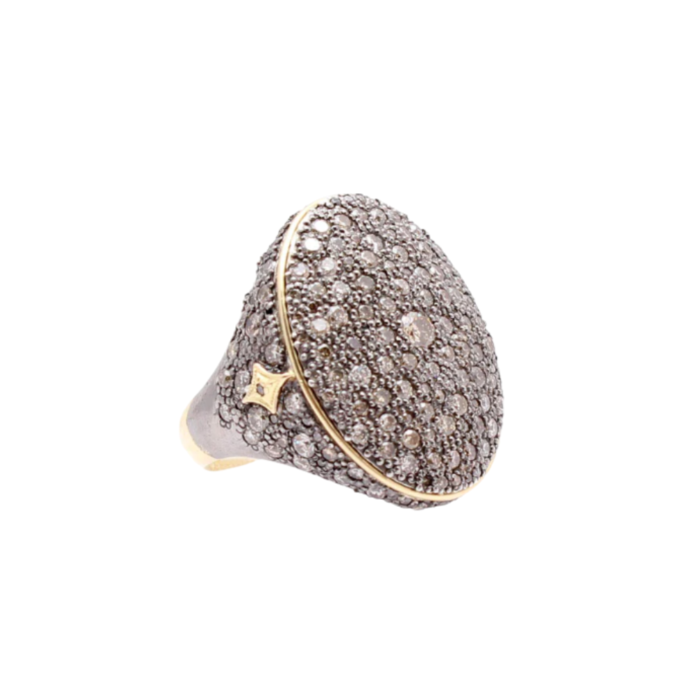 ARMENTA 18K Yellow Gold With Blackened Sterling Old World Ring And Pave Champagne Diamonds Default Title