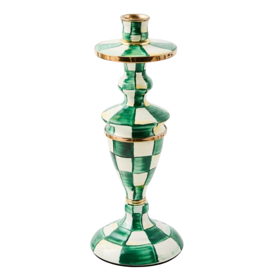 MACKENZIE CHILDS Emerald Check Medium Candlestick Default Title