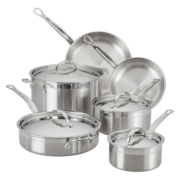 HESTAN 10 PC Probond Professional Clad Stainless Steel Cookware