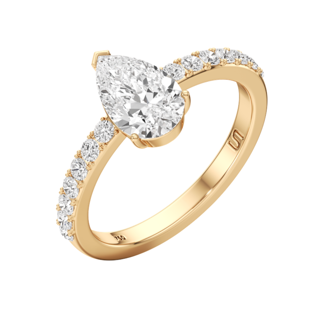 UNSAID Tear 18K Yellow Gold Diamon Solitaire Pave Ring Default Title