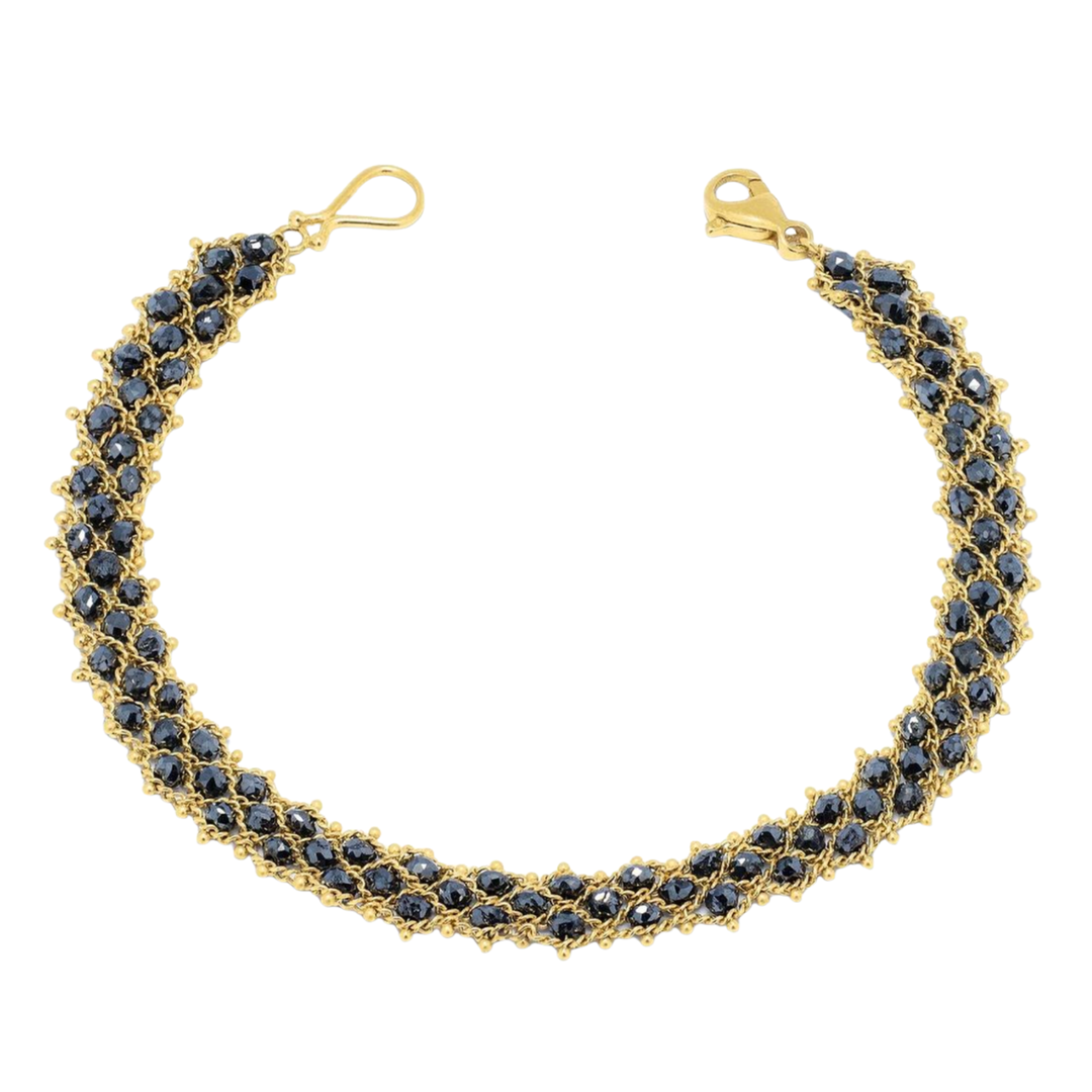 AMALI Black Diamond Woven 18K Yellow Gold Bracelet Default Title