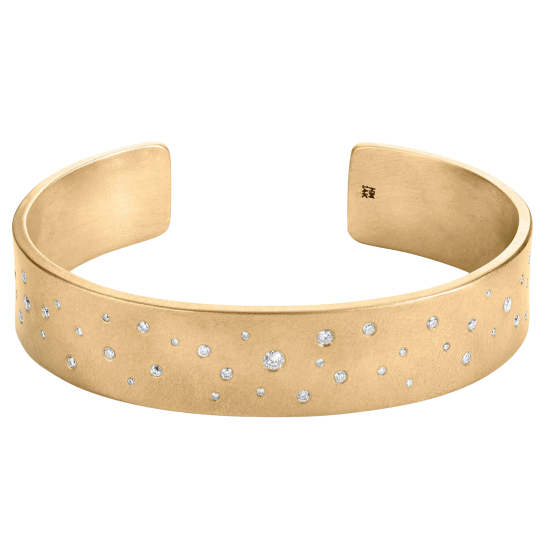 HEATHER B. MOORE 14MM Flat Gold Large Cuff Bracelet