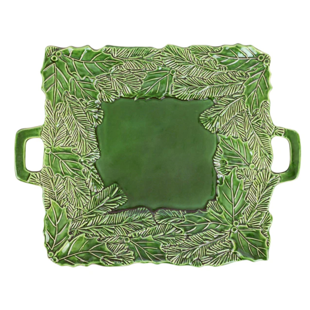 VIETRI Lastra Holiday Green Figural Handled Platter Default Title