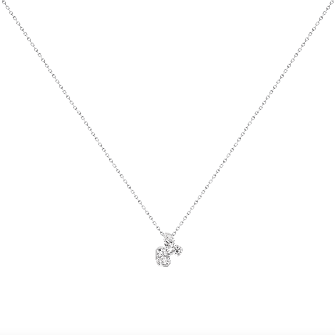 UNSAID Meta 18K White Gold Diamond Cluster Pendant Necklace Default Title