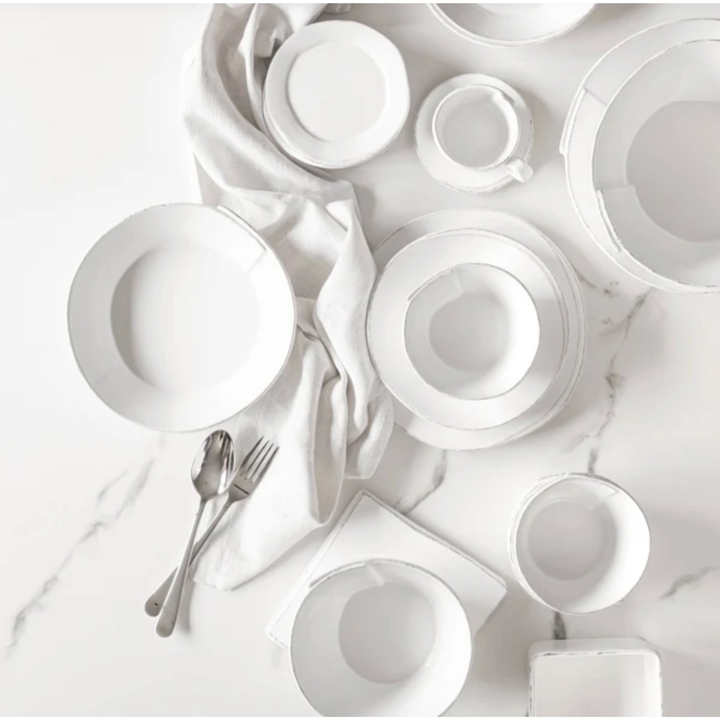 VIETRI LASTRA WHITE MEDIUM SHALLOW SERVING BOWL