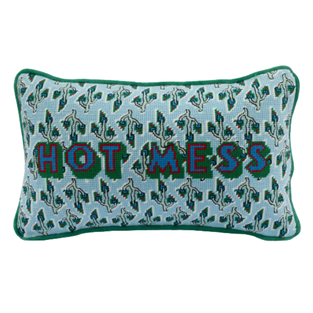 FURBISH STUDIO Hot Mess Needlepoint Pillow Default Title