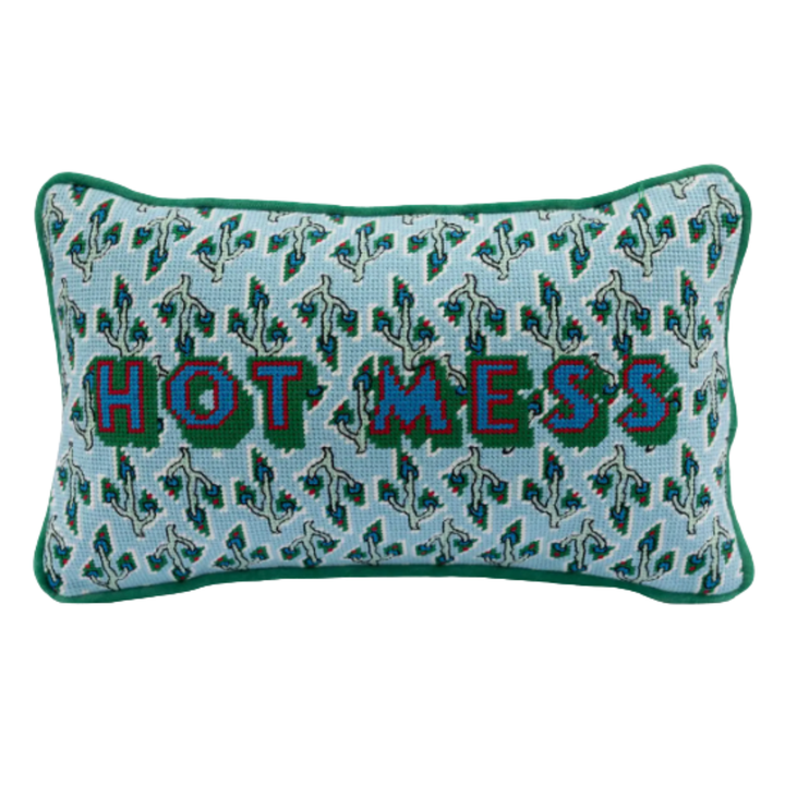 FURBISH STUDIO Hot Mess Needlepoint Pillow Default Title