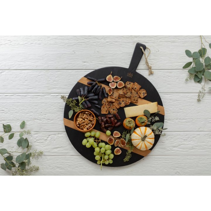 ETUHOME Mod Round Black Charcuterie Cheese Board