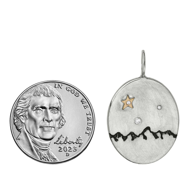 HEATHER B. MOORE Tetons Medium Oval Silver With Raised Gold Star And Diamonds