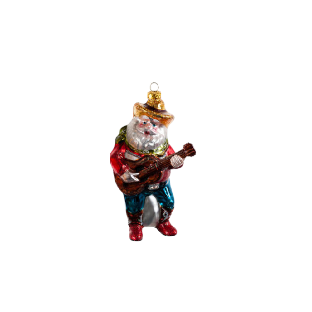 180 DEGREES Individually Sold Cowboy Santa Glass Ornament