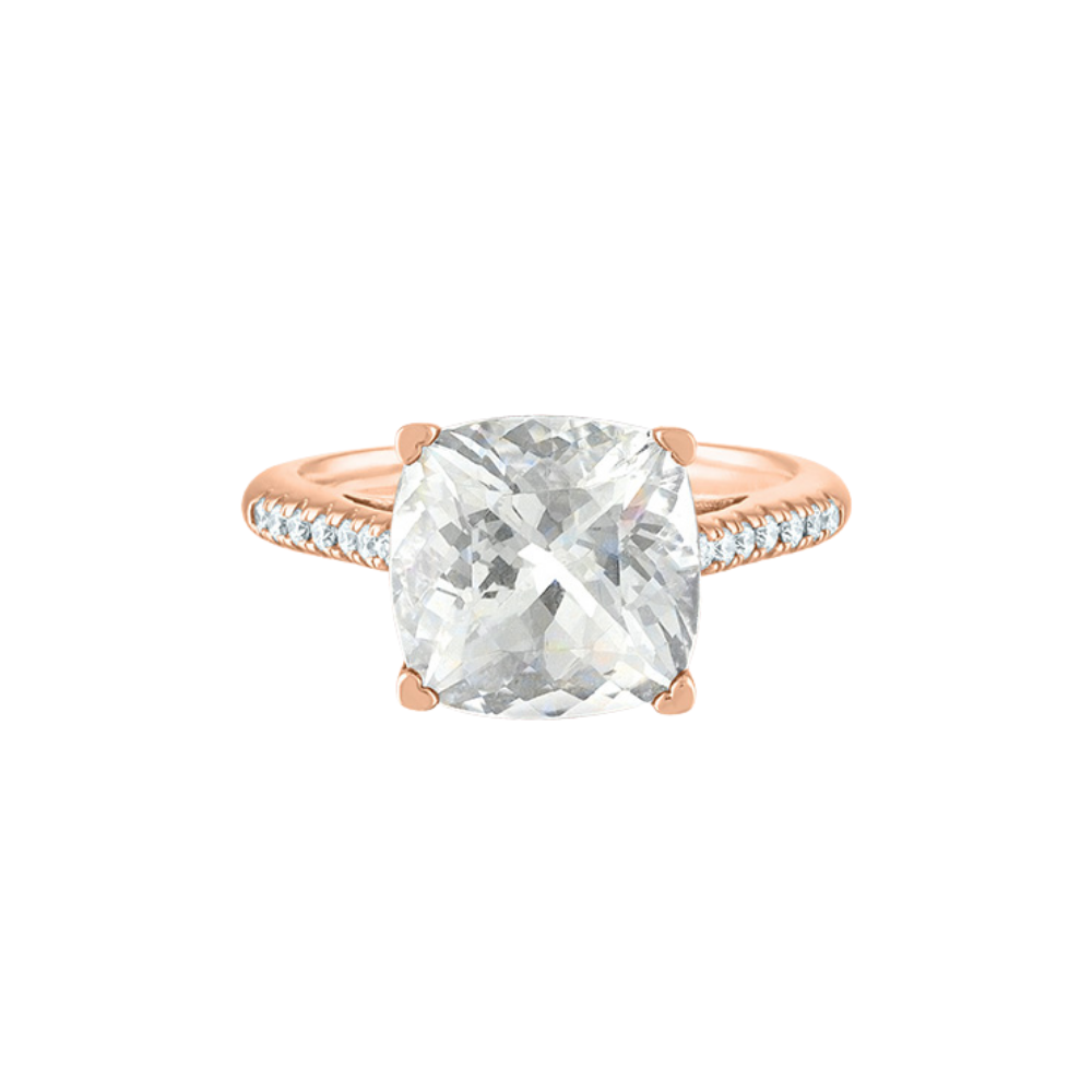 LISA NIK 18K Rose Gold Quartz Ring With Diamonds