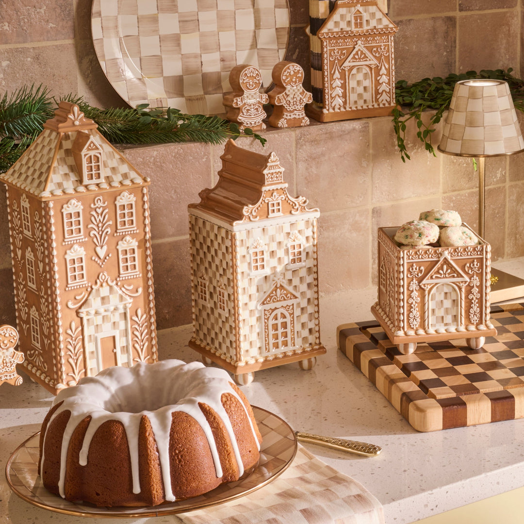 MACKENZIE CHILDS MacKenzie-Childs Mocha Check Gingerbread Canister, Medium