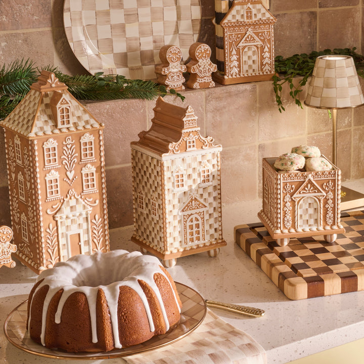 MACKENZIE CHILDS MacKenzie-Childs Mocha Check Gingerbread Canister, Medium
