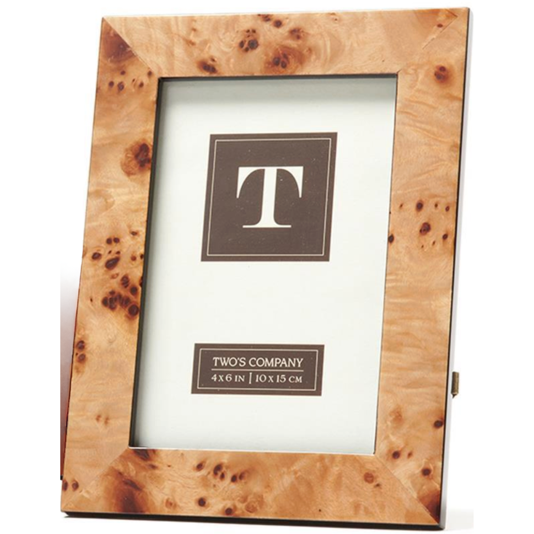 TWO'S COMPANY Burled Light Wood Photo Frame Default Title