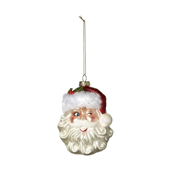 180 DEGREES Glass Santa Head Ornament