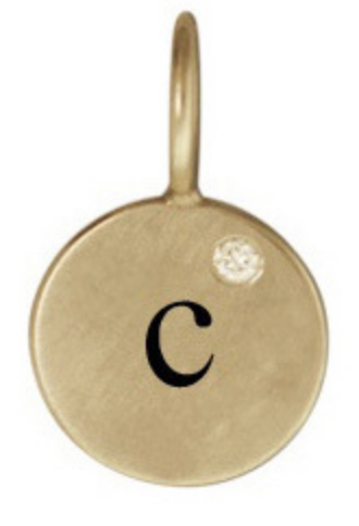 14K Yellow Gold Round "C" With Diamond