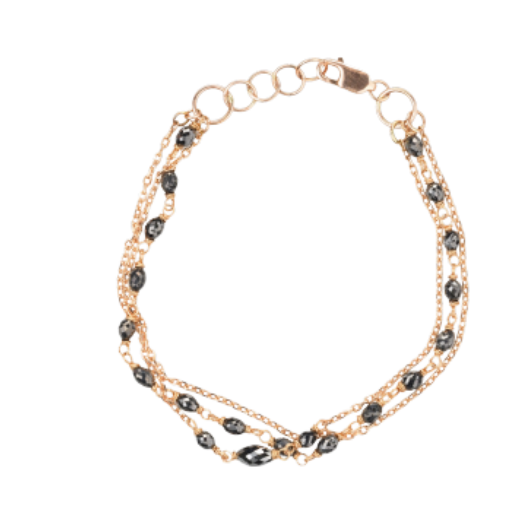 ARI O Rose Gold And Black Diamond Bead Bracelet Default Title