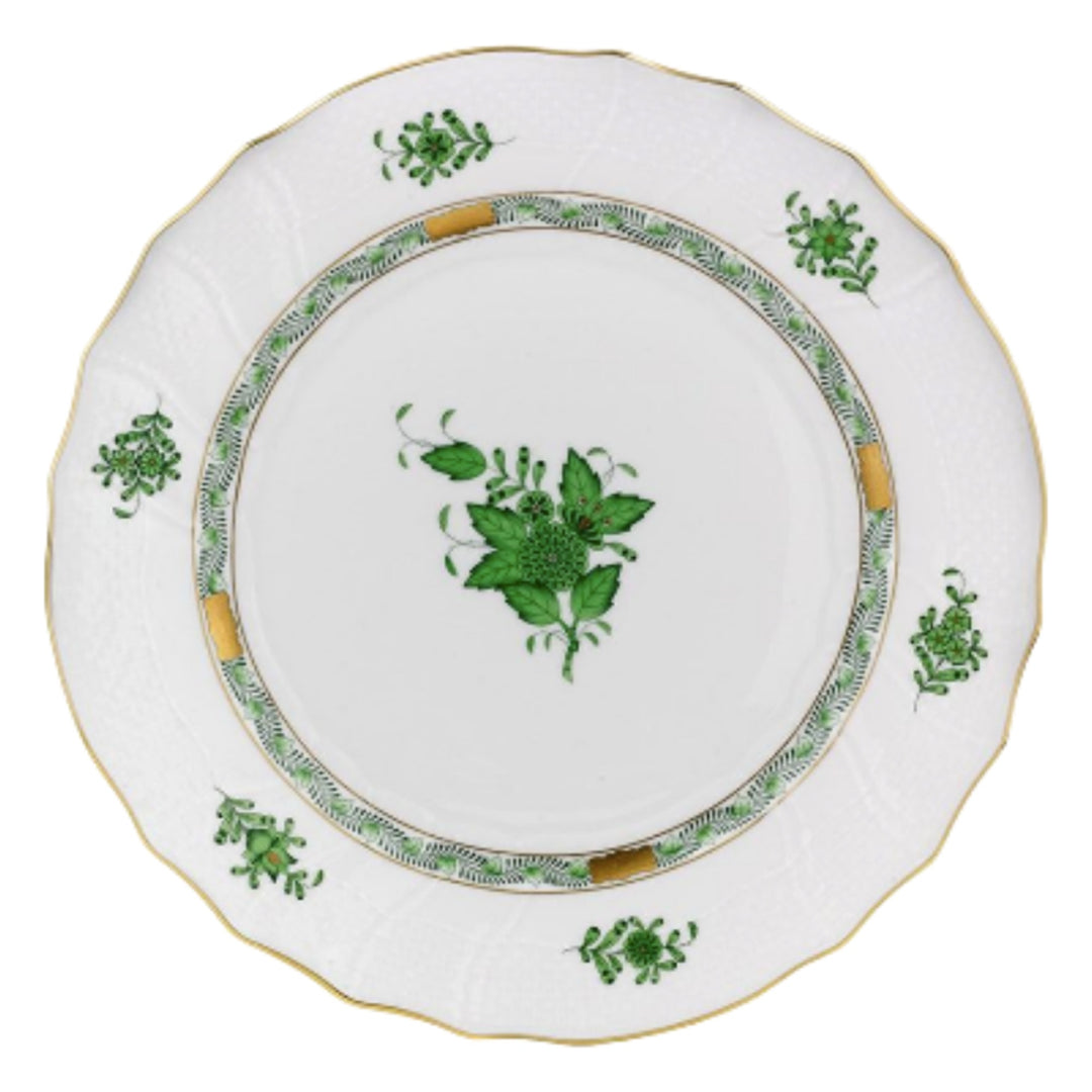HEREND Chinese Bouquet Green Dessert Plate