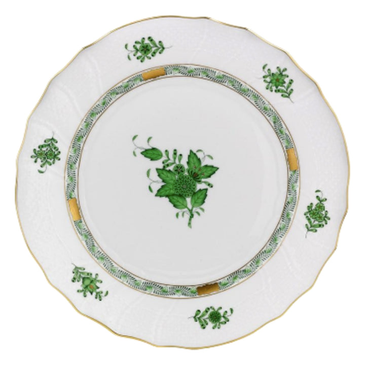 HEREND Chinese Bouquet Green Dessert Plate