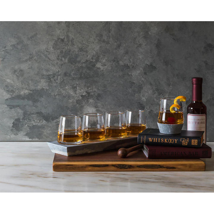 SIMON PEARCE Alpine Whiskey Glass Set of 4 With Soapstone Base