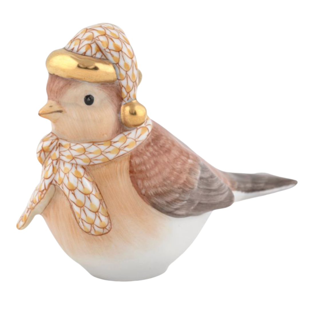 HEREND Winter Bird In Green BUTTERSCOTCH