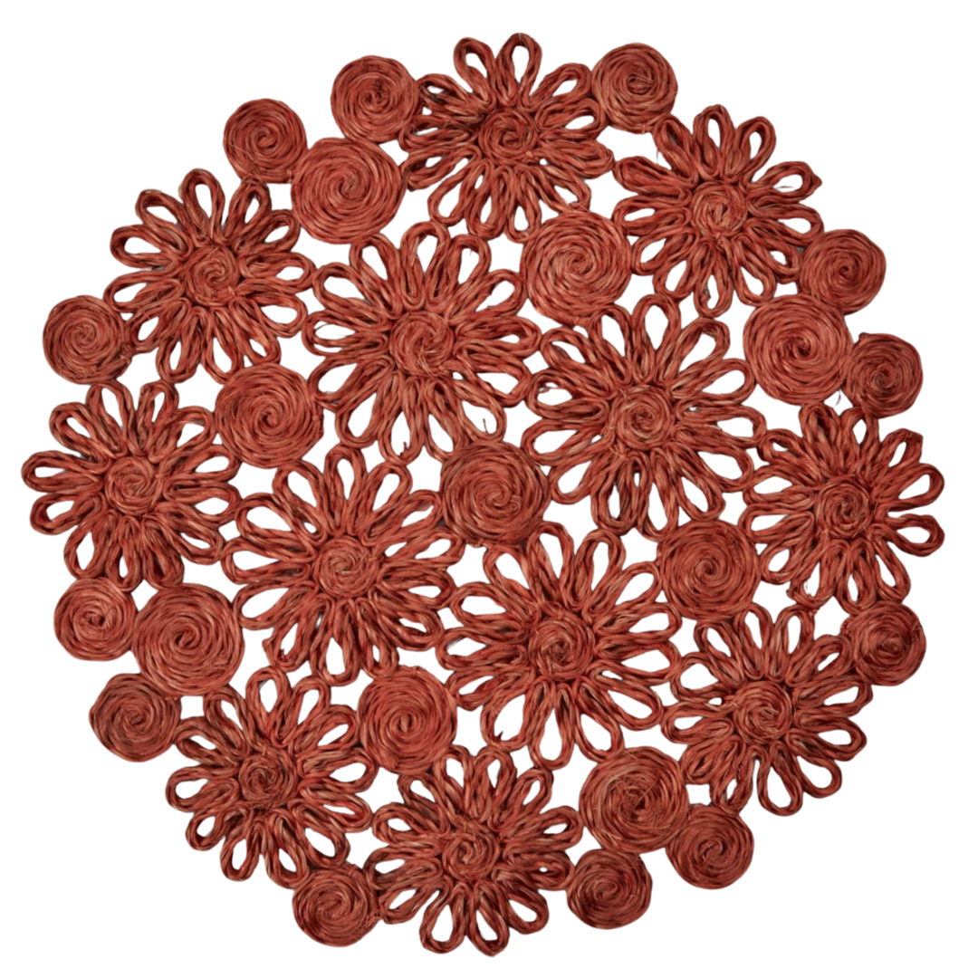 DEBORAH RHODES Floral Abaca Coral Placemats Default Title