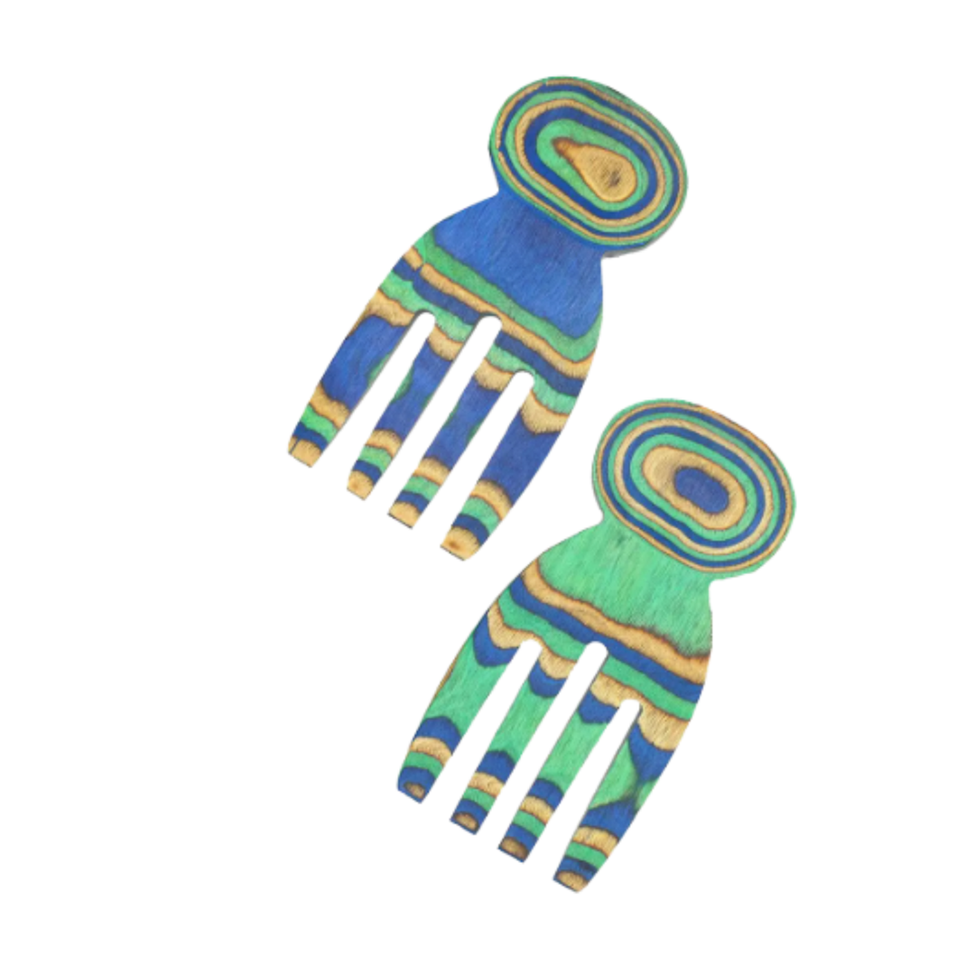 ISLAND BAMBOO Peacock Pakka Salad Server Hands Default Title