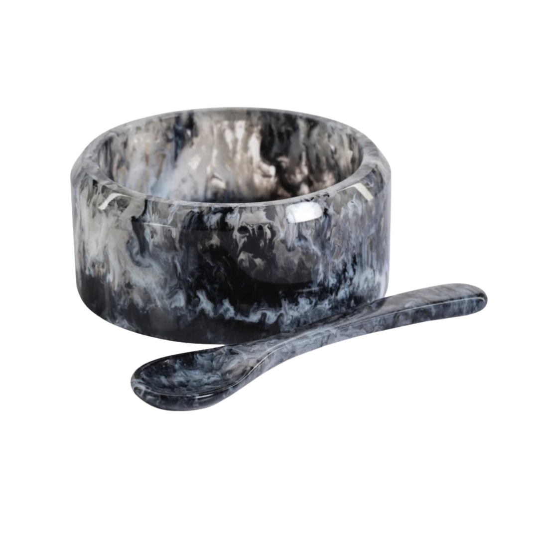 ZODAX Krone Resin Pepper Condiment Bowl With Spoon