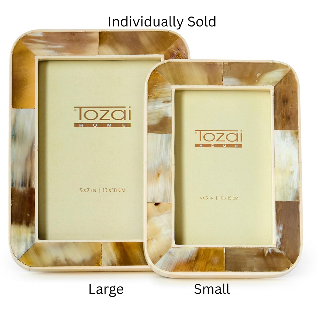 TWO'S COMPANY Natural Horn Large Photo Frame