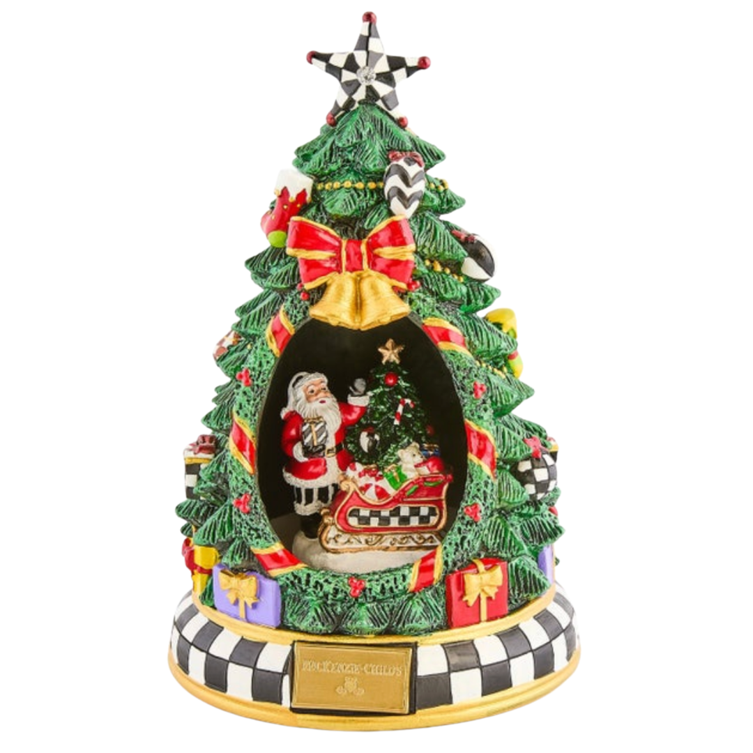 MACKENZIE CHILDS Courtly Christmas Tree And Santa Musical Display