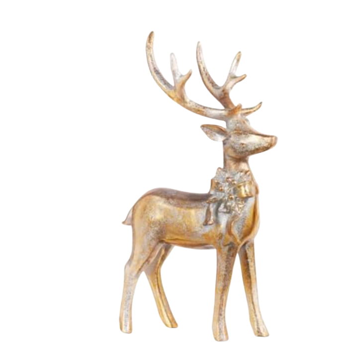 RAZ IMPORTS Aged Golden Deer With Bow Ornament Default Title