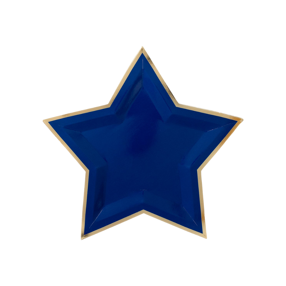 MY MIND'S EYE Blue Star Gold Foiled Paper Plate Default Title