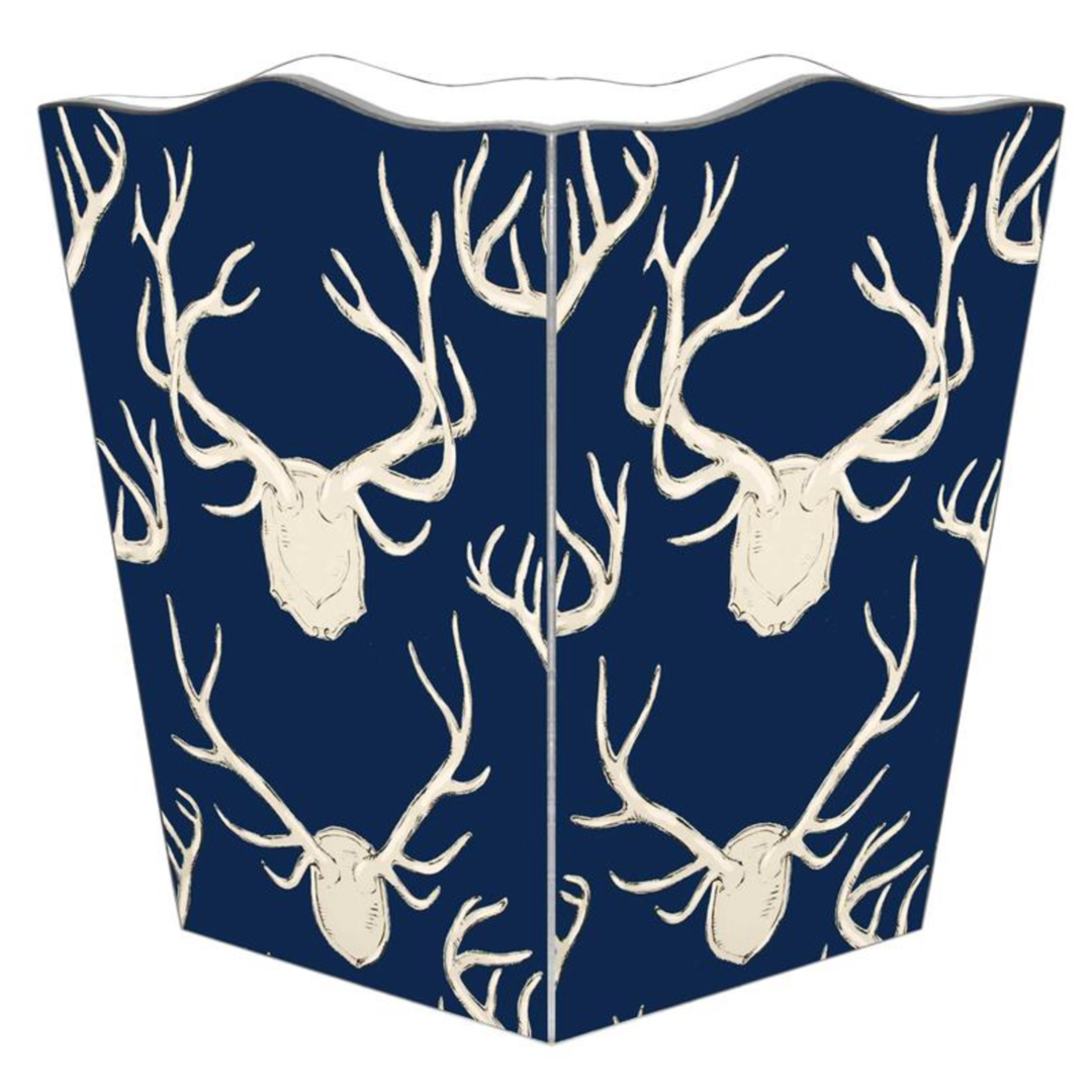 MARYE-KELLEY Blue Deer Antler Wastepaper Basket Default Title