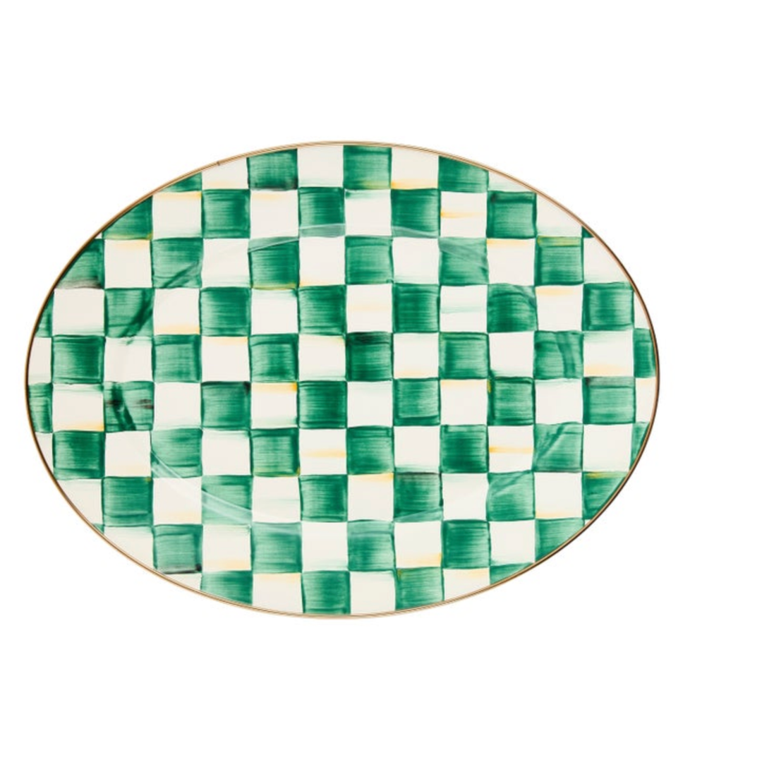 MACKENZIE CHILDS Emerald Check Medium Oval Platter Default Title