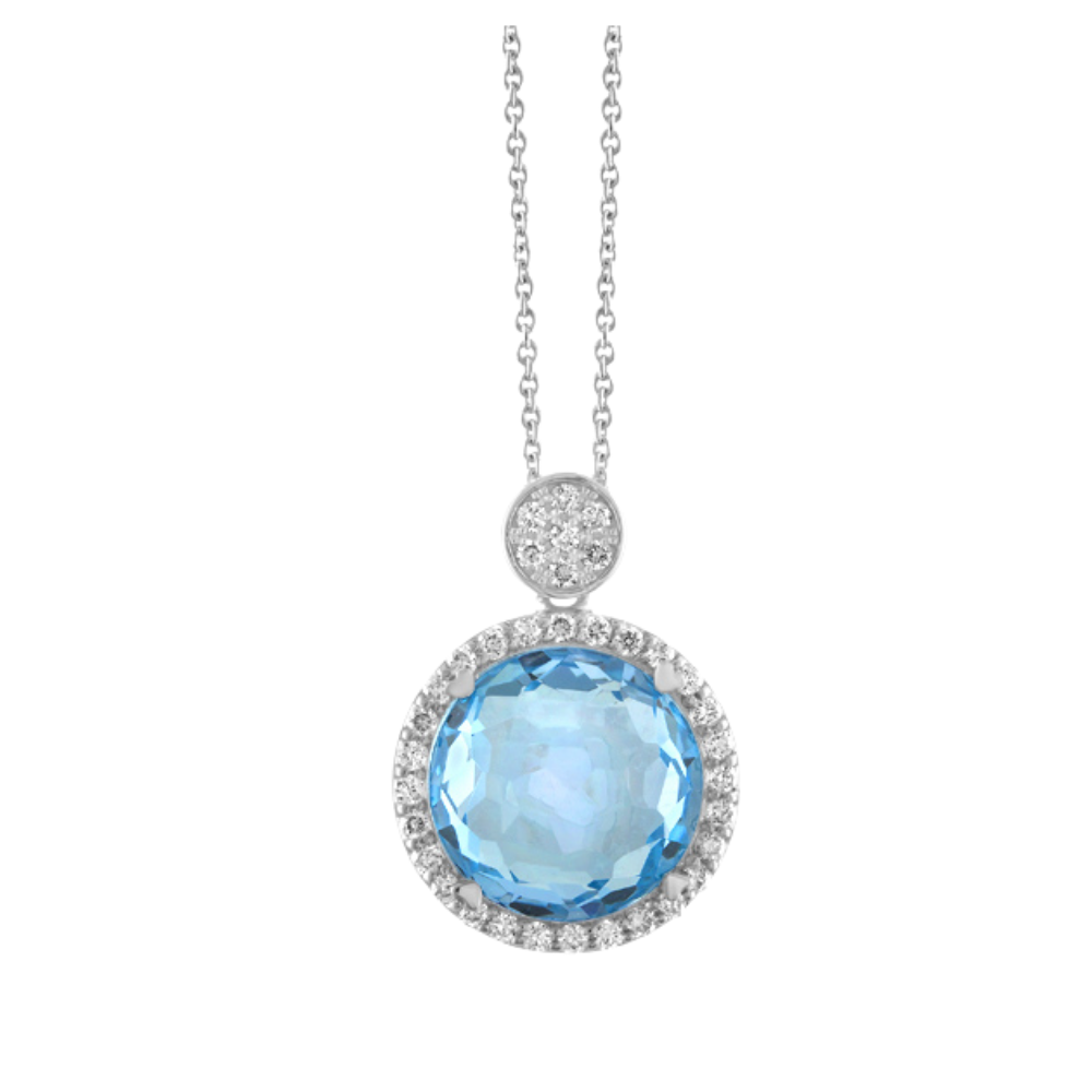 LISA NIK 18K WHITE GOLD BLUE TOPAZ NECKLACE