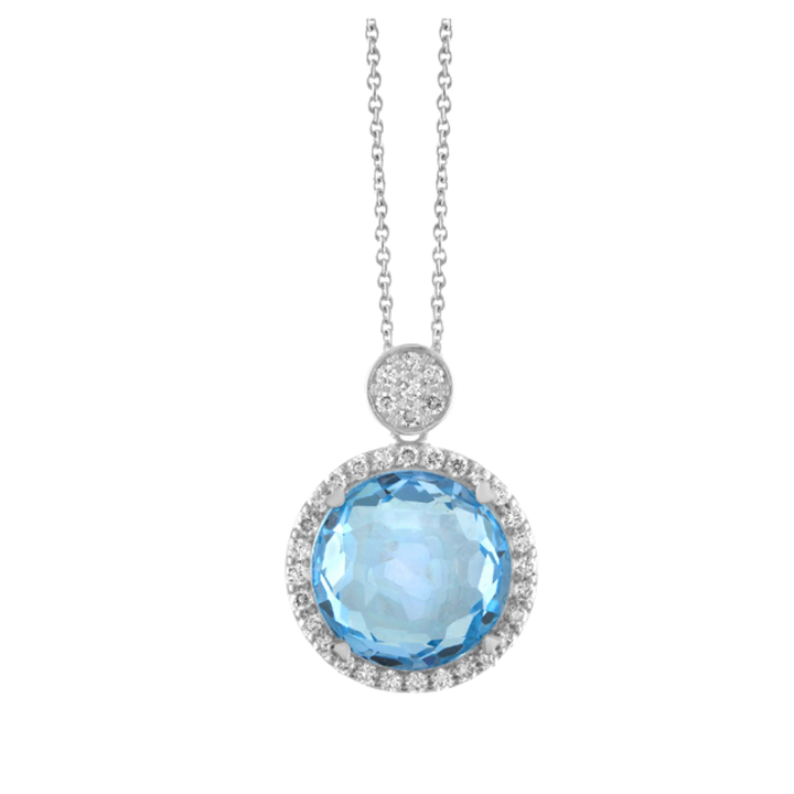 LISA NIK 18K WHITE GOLD BLUE TOPAZ NECKLACE