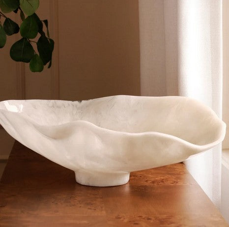 BEATRIZ BALL Alabaster White Swirl Large Oval Bowl Default Title