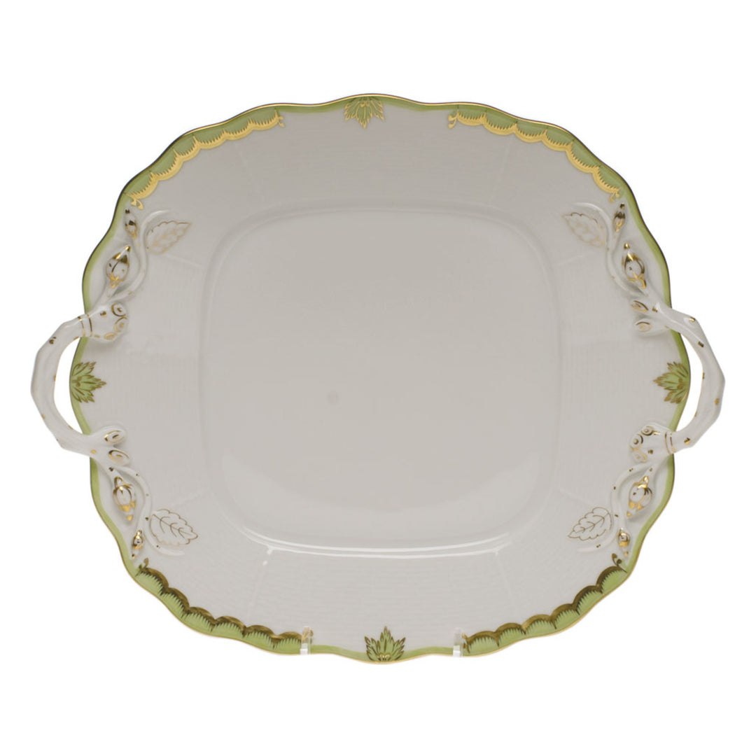 HEREND Princess Victoria Green Square Cake Plate