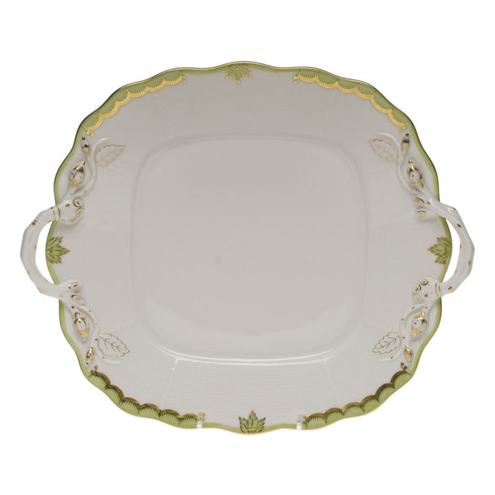 HEREND Princess Victoria Green Square Cake Plate