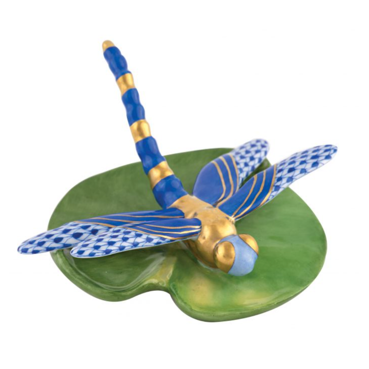 HEREND Dragonfly On Lily Pad BLUE,BLACK,RUST,BUTTERSCOTCH,SAPPHIRE,CHOCOLATE,GREEN,KEYLIME