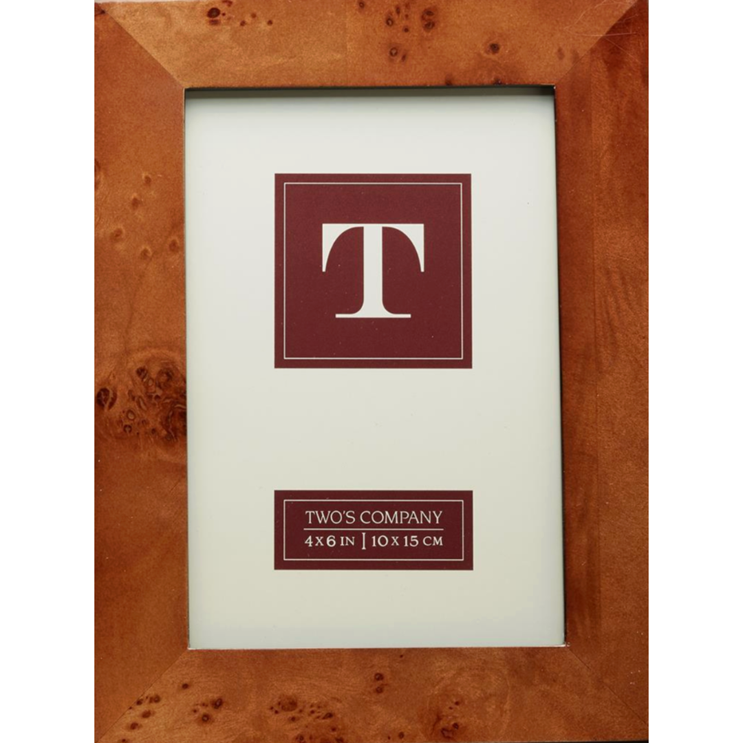 TWO'S COMPANY Burled Dark Wood Small Frame
