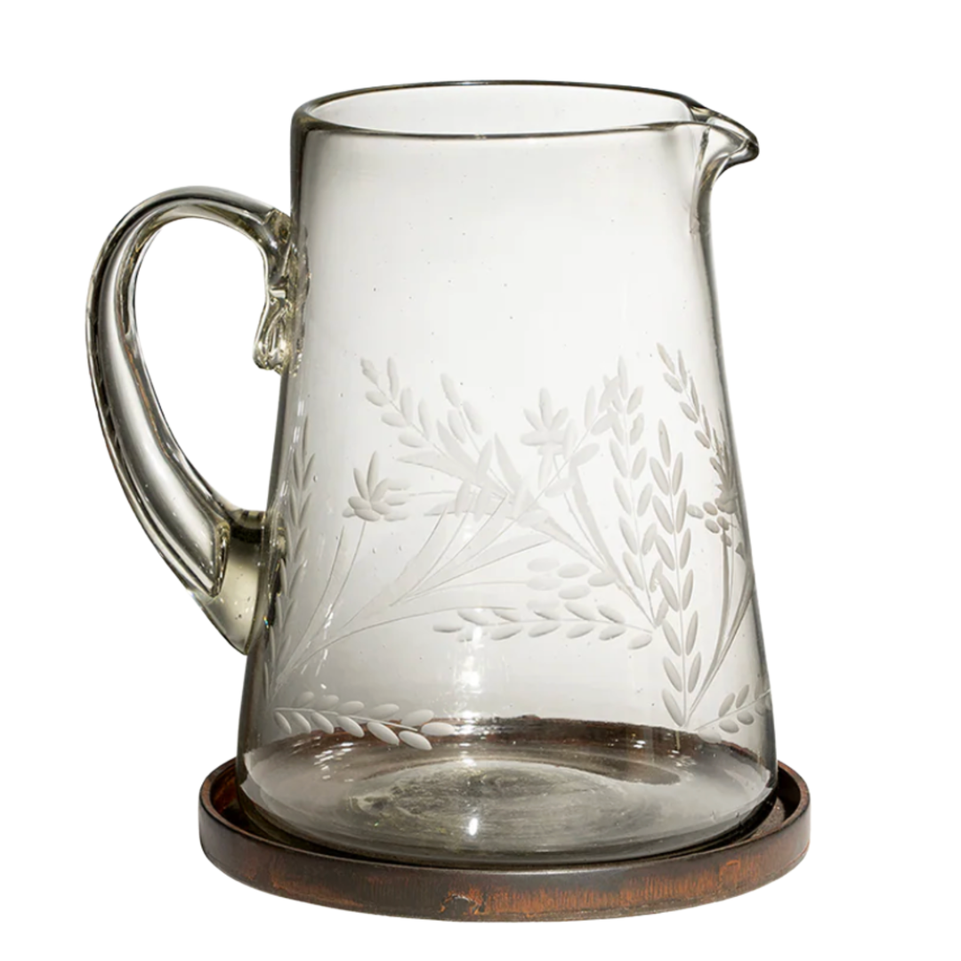 Jarron Hacienda Etched Pitcher With Iron Base
