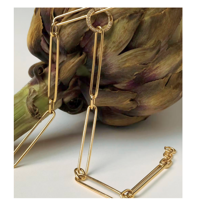 KELLY FLETCHER Elongated 18K Yellow Gold Paperclip Swivel Connector Necklace