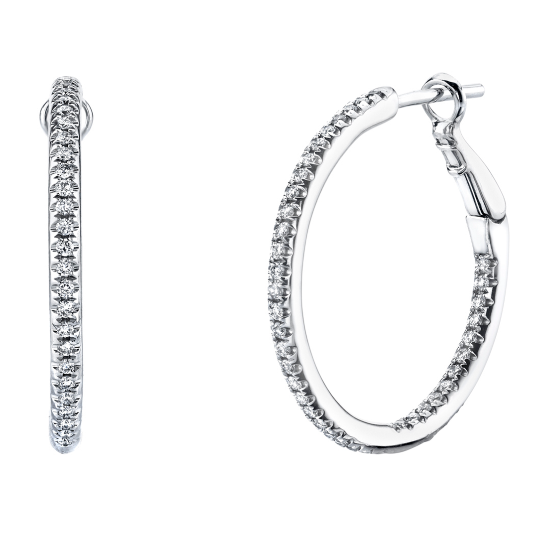 JOSHUA J Belle Shops Round Micro Hoop Diamond Hoop Earrings Default Title